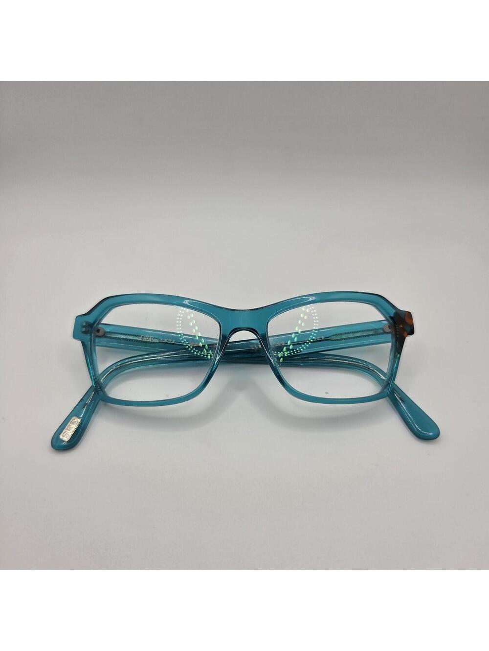 Rare SEE Eyeglasses Frames 6834 C329 Handcrafted Italy Blue Square Funky Retro